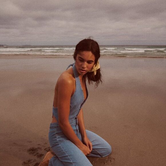 ZARA DENIM HALTER NECK JUMPSUIT - Picture 7 of 7